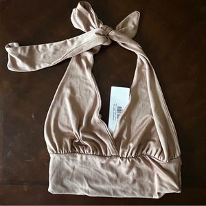 boutique rose gold halter tie top